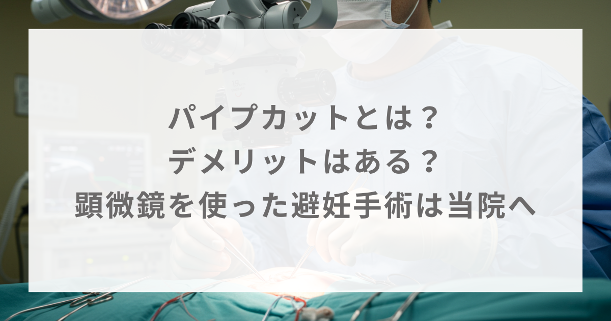 パイプカットとは？デメリットはある？顕微鏡を使った避妊手術は当院へ
